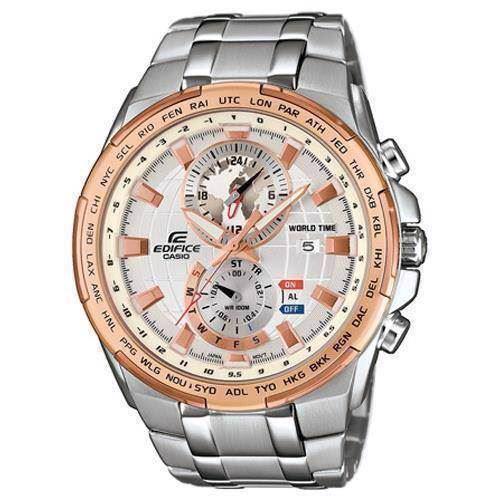 Image of Casio Edifice satineret rustfri stål med forgyldt quartz multifunktion (5406) Herre ur, model EFR-550D-7AVUEF